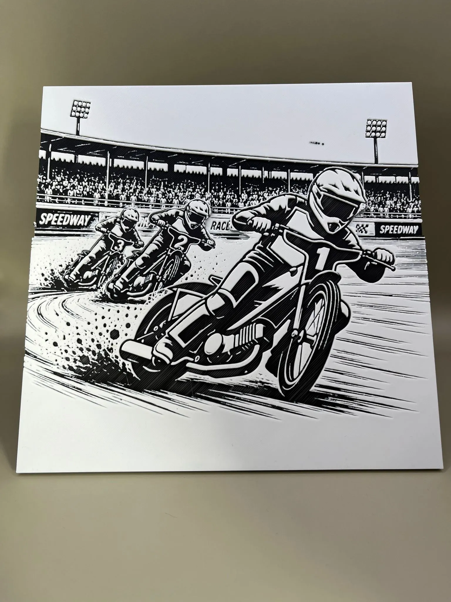 Speedway-Wandbild im Lithophanie-Stil